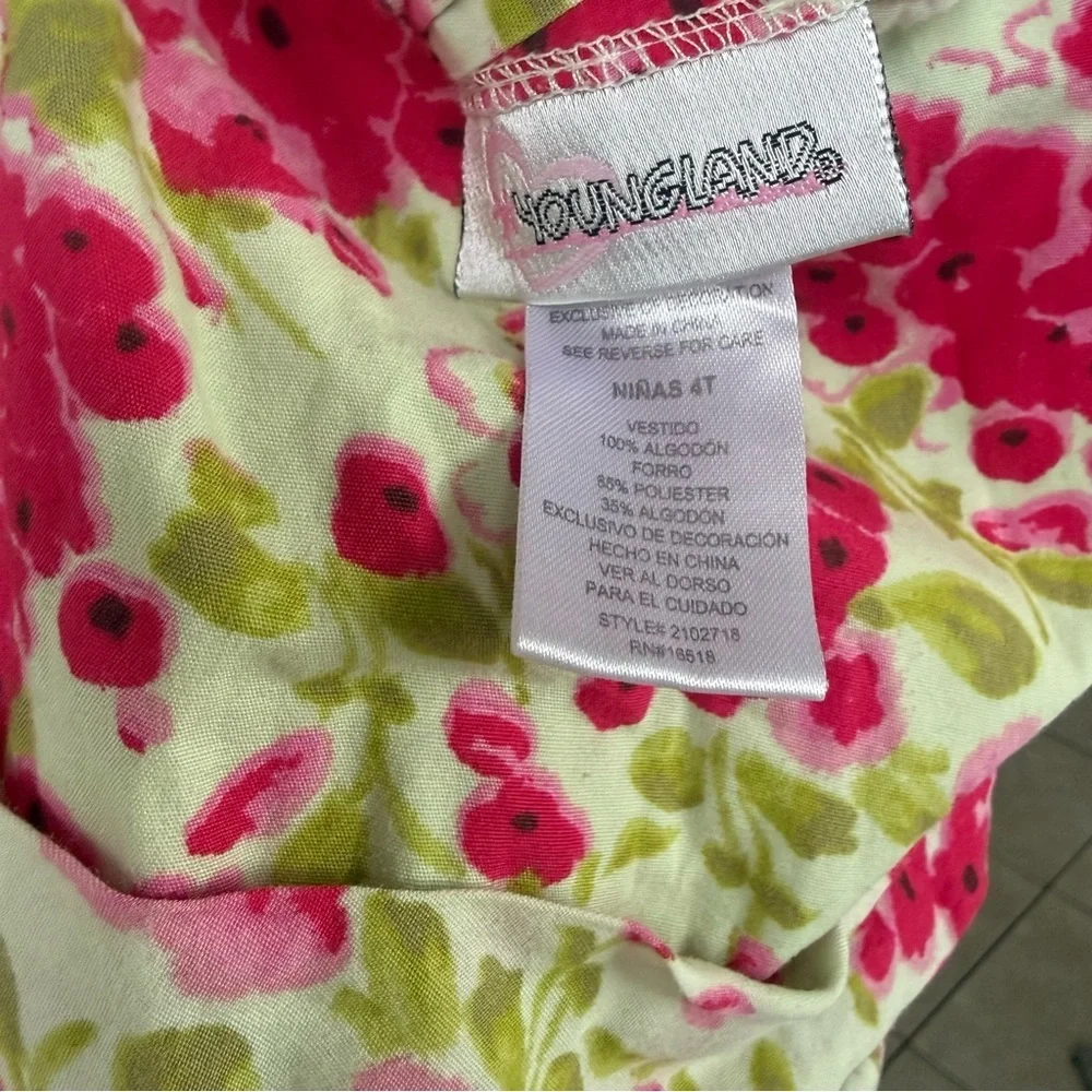 Youngland Girls 4T Pink Floral Tulle Party Dress Special Occasion Easter Spring
